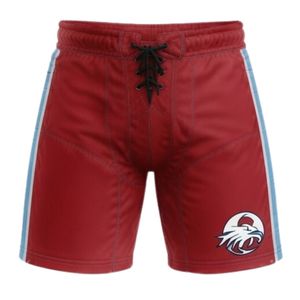 Men <b>Red</b> Sublimated Ice Hockey Training Shorts Polyester Drawstring Side Stripe Athletic Sports Shorts Training Match Wear - Product Image 1