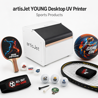 artisJet YOUNG Printer UV LED Flatbed Desktop untuk Personalisasi Peralatan Olahraga Kayu Karet Kulit Raket Tenis Meja Bola Golf