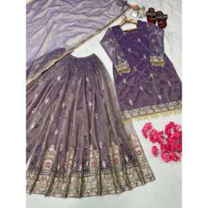 Top Plazzo y Dupatta de fiesta para mujer de diseñador para ocasiones elegantes - Product Image 3