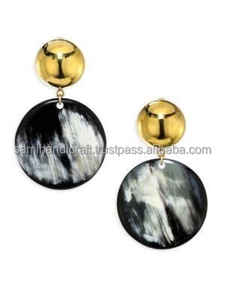 Boucles d'oreilles et collier faits à la main à cornes de buffle avec chaîne, ensemble de colliers classiques et uniques pour homme et femme - Product Image 2