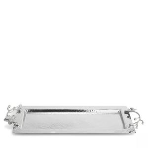 Bandeja de lujo rectangular de plata forjada con efecto martillado, con asas florales de orquídea, para servicio en hoteles y restaurantes, vajilla. - Product Image 5