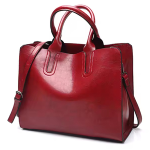 Bolso Tote de Cuero PU Rojo para Mujer con Correa Extraíble, Gran Capacidad, Bolso de Mano Clásico Informal para Uso Diario - Product Image 1