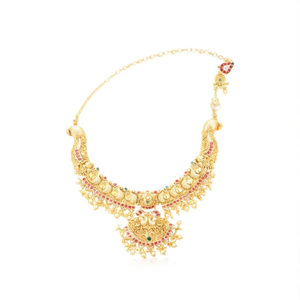 Classic Gold-Plated Pearl Kempu Short Necklace Set for Wedding & Gift - Product Image 2