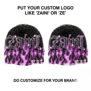 หมวกบีนนี่อะคริลิกถักคุณภาพพรีเมียม ZAINI ZI-072 240 GSM สำหรับผู้ใหญ่ แบบ unisex ลายตัวอักษร สีกรมท่า เทา แดงเลือดหมู ปักลายด้วยคริสตัล - Product Image 6