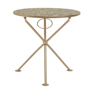 Kare Clack Mosaic Design <b>Side</b> <b>Table</b> Olive Green <b>Gold</b> Round <b>Side</b> <b>Table</b> Living Room Bedside <b>Table</b> Steel Frame Foldable <b>Side</b> <b>Tables</b> - Product Image 1