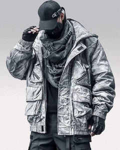Veste technique pour homme, streetwear, cargo tactique, multi-poches, coupe-vent à capuche, cyberpunk, urbain, Gorpcore, veste fonctionnelle utilitaire - Product Image 2