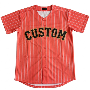 Wholesale Custom Softball Pinstripe Baseball Jersey Team Name Number Breathable Summer Short Sports Shirt <b>Athletic</b> Full Button - Product Image 1