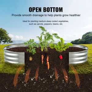 Jardinière en métal galvanisé 6 x 3 x 0,9 pi, bac de culture surélevé pour l'extérieur, base ouverte pour la culture de fleurs et de légumes - Product Image 2