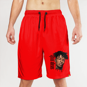 Short de bain décontracté pour homme, color block rouge, bleu et blanc, avec cordon de serrage, séchage rapide, longueur courte, taille mi-haute - Product Image 3