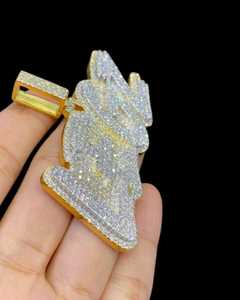 Pendentif personnalisé en moissanite VVS avec nom, pendentif lettre en moissanite, argent 925 plaqué or, bijoux hip-hop, pendentif bicolore - Product Image 6