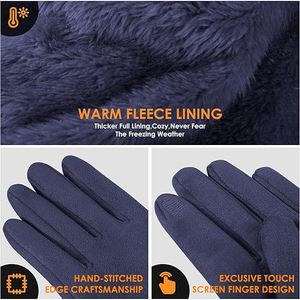 Gants de mode pour femmes en cuir PU, longueur opéra, compatibles écran tactile, détection de la température, écologiques, respirants, doublure cachemire, pour la conduite hivernale - Product Image 4