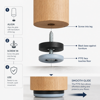 Glissière de pied de meuble en PTFE à visser de 30 mm, pièce de rechange pour la réparation de meubles