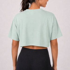 Women Workout Crop Top Lightweight <b>Yoga</b> <b>T</b>-<b>Shirt</b> Plus Size Breathable Cotton Material Sweat Wicking Crop Top <b>T</b>-<b>Shirt</b> - Product Image 2