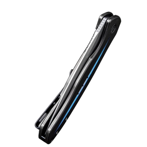 Couteau de poche pliant noir avec manche à accent bleu, lame argentée, clip métallique, design compact et portable pour un usage quotidien - Product Image 4