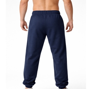 <b>Men</b>’s <b>Navy</b> Blue <b>Jogger</b> Pants With Elastic Waist Casual <b>Jogger</b> Pants With Side Pockets Midweight Cotton Autumn Wear Sweatpants - Product Image 2