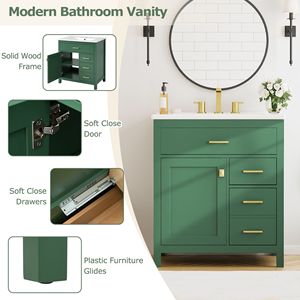 Mobile da Bagno Verde da 30 Pollici con Lavabo in Ceramica per Bagni Piccoli, Offre Ampio Spazio di Stoccaggio - Product Image 5