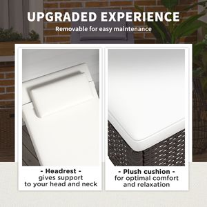 2 Sillones Reclinables Color Crema con Cojín, Reposacabezas, Reposabrazos y Ruedas para Tomar el Sol al Aire Libre - Product Image 5