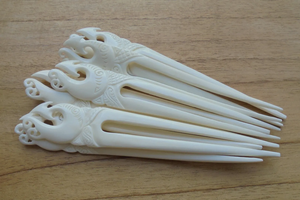 Bâtonnet à cheveux en os naturel |   Épingle sculptée lisse - Product Image 3