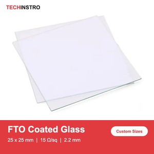 กระจก FTO ขนาด 25x25 มม. หนา 2.2 มม. ความต้านทาน 15 โอห์ม/ตารางเมตร กระจกนำไฟฟ้าที่เติมฟลูออรีนด้วยสารทินออกไซด์ สำหรับเซลล์แสงอาทิตย์แบบไวต่อสารสีและอิเล็กโทรเคมี - Product Image 2