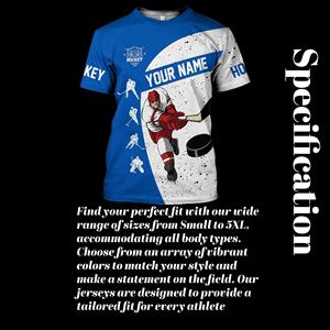 เสื้อยืดฮ็อกกี้น้ำแข็งของผู้ชายแบบซับลิเมชั่นแบบเต็มตัวเครื่องแต่งกายกีฬาแบบพอดีตัวออกแบบได้เองผลิตจากโพลีเอสเตอร์ - Product Image 2