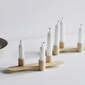 Minimalist Beige Candle Holder Three Candle Stands Modern Decorative Piece for Home Table Living Room Decor - Product Image 2