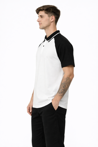 <b>Men</b>’s <b>White</b> and Black Contrast Polo T <b>Shirt</b> – Premium Cotton Blend Regular Fit <b>Short</b> <b>Sleeve</b> Polo with Soft Breathable Fabric - Product Image 2