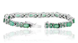 Pulsera de esmeraldas naturales de alta calidad, plata de ley 925, hecha a mano, regalo de boda, joyería al por mayor - Product Image 5
