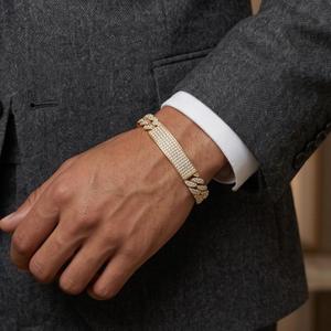 Bracelet à maillons en cristal doré pour homme DIVYORO - Product Image 4