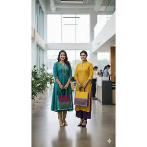 กระเป๋าจุ๊ตอเนกประสงค์แบบดั้งเดิมสำหรับสำนักงานและบ้าน  กระเป๋าใส่อาหารกลางวัน  กระเป๋าจุ๊ตแบบไม่ทอพร้อมผ้าลายปัก  2026 ผลิตในอินเดีย ขายส่งแบบ OEM - Product Image 2