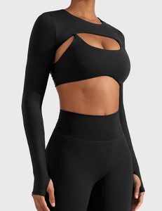 <b>Women</b> Long Sleeve Open Front <b>Shrug</b> Cropped Bolero Workout Yoga Fitness Top Stretch Sportswear Activewear Custom - Product Image 3