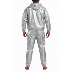 Combinaison de sport OEM argentée respirante et grande taille, réduit la transpiration pendant la course et sculpte la silhouette, idéale comme combinaison de sauna hivernale - Product Image 4