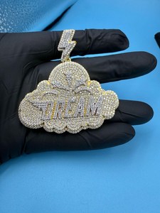 Pendentif Lettre Personnalisée avec Nuage en Moissanite Sertie de Pierres pour Bijoux Fins en Argent Sterling 925 Pendentifs & Breloques - Product Image 5