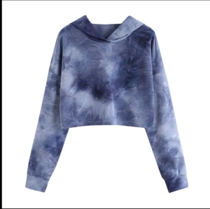 Wholesale OEM Women's Tie Dye <b>Crop</b> <b>Top</b> Hoodie Breathable Long Sleeve <b>Crop</b> <b>Tops</b> Tie Dye <b>Hoodies</b> with Customized Colors and logo - Product Image 6