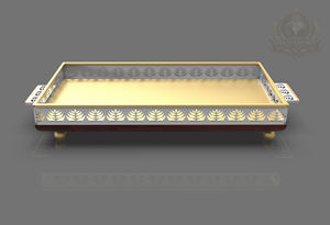 Bandeja de Servir Redonda de Metal y Madera, Diseño de Lujo, Pulida y Personalizada, con Campana, Ecológica, Regalo Empresarial de Exportación India - Product Image 6