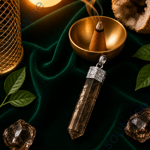 Pendentif crayon en quartz fumé, forme hexagonale religieuse, unisexe - Product Image 2