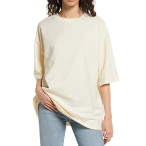 T-shirt pour femme de haute qualité, coupe classique, motif à carreaux, col rond, manches courtes, coton épais écologique, luxe - Product Image 1