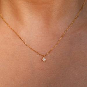 Dainty Gold Teardrop Necklace 925 Sterling Silver 14K Gold Plated Bridal Wedding Jewelry <b>Gift</b> <b>For</b> <b>Her</b> - Product Image 6