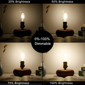 Lampadina LED E26 Dimmerabile 6W Equivalente, Bianco Neutro 4000K, AC120V, 600lm, Tubolare T14 T45, LED 60 Watt Stile Edison - Product Image 5