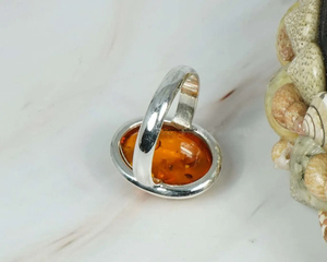 Bague en argent sterling 925, style classique, bague en argent fin, cadeau d'anniversaire, bague en argent avec ambre baltique naturel - Product Image 3