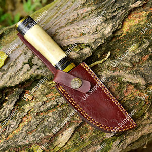 Couteau Skinner à lame fixe en acier Damas, manche en os de chameau, vente en gros, haute qualité, personnalisé, pour la chasse, le camping, EDC, DIY - Product Image 6