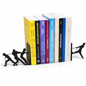 Creative Metal Bookends Human Figure Desk Organizer Storage <b>Holder</b> for Office Workspace Rectangle <b>Standing</b> Type Neatening Tool - Product Image 2