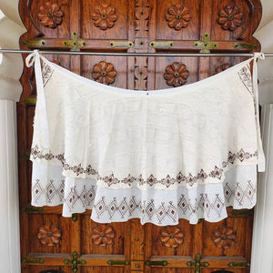 Falda Cruzada de Cintura Alta de 2 Capas de Algodón y Lino para Mujer, Bordado Geométrico, Estilo Bohemio Étnico, Suave, Transpirable, de Secado Rápido, ODM, Casual - Product Image 3