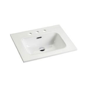 Lavabo Integrato in Ceramica Bianca con Tre Fori Preforati per Rubinetto BB0924Y331, Assemblaggio Scarico NON Incluso - Product Image 1