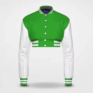 Women's Stand Collar Cropped Varsity Jacket Long Sleeve Baseball Style Streetwear Fashion Varsity Jacket Women - Product Image 1