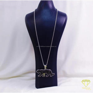 Collar de Plata de Ley 925 con Colgante de Diamante Moissanite en Forma de Animal, Estilo Hip Hop, Blanco y Negro - Product Image 2