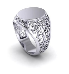 Premium Designer 925 <b>Silver</b> <b>Plain</b> Oval <b>Ring</b> Classic Engravable Top Men Women Fashion Jewelry - Product Image 2