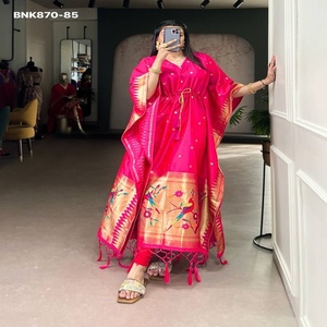 New Arrival Festival Wear Trending Jacquard-Paithani with Weaving Zari Work <b>Kaftan</b> Supplier from Surat Woman Fashion - Product Image 1