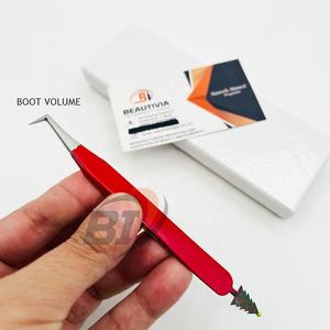 Pinzas de Precisión de 90 Grados para Extensión de Pestañas, Diseño de Árbol de Navidad, Acero Sostenible, con Logotipo Personalizado - Product Image 1