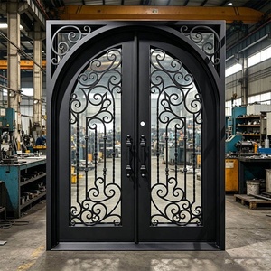 Royal Luxury Hand-forged Iron Entry Doors Rust-Resistant Easy to Assemble Featuring Arched Design Decorative Patterned <b>Frame</b> - Product Image 3