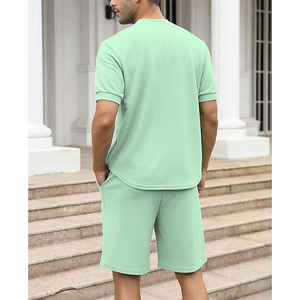 Men Fashion Summer Set casual <b>top</b> and shorts breathable fabric comfortable fit ideal for beach vacation gym and style and sale - Product Image 2
